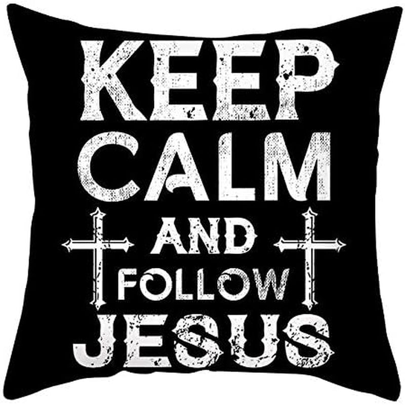 4 Pieces Christian Pillow Cover Bible Quote Jesus Throw Pillow Case Sofa Bed Couch Throw Cushion Cover Decoration (18" X 18")