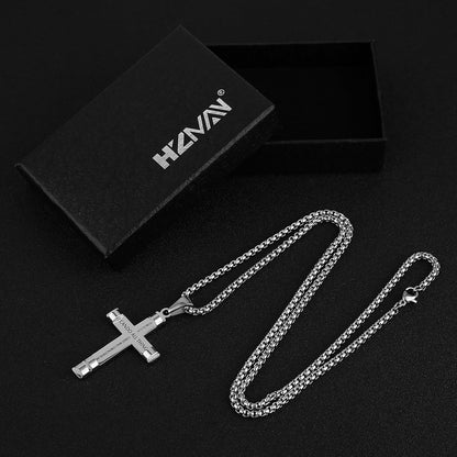 Philippians 4:13 Cross Pendant STRENGTH Bible Verse Stainless Steel Necklace 3 Colors Available