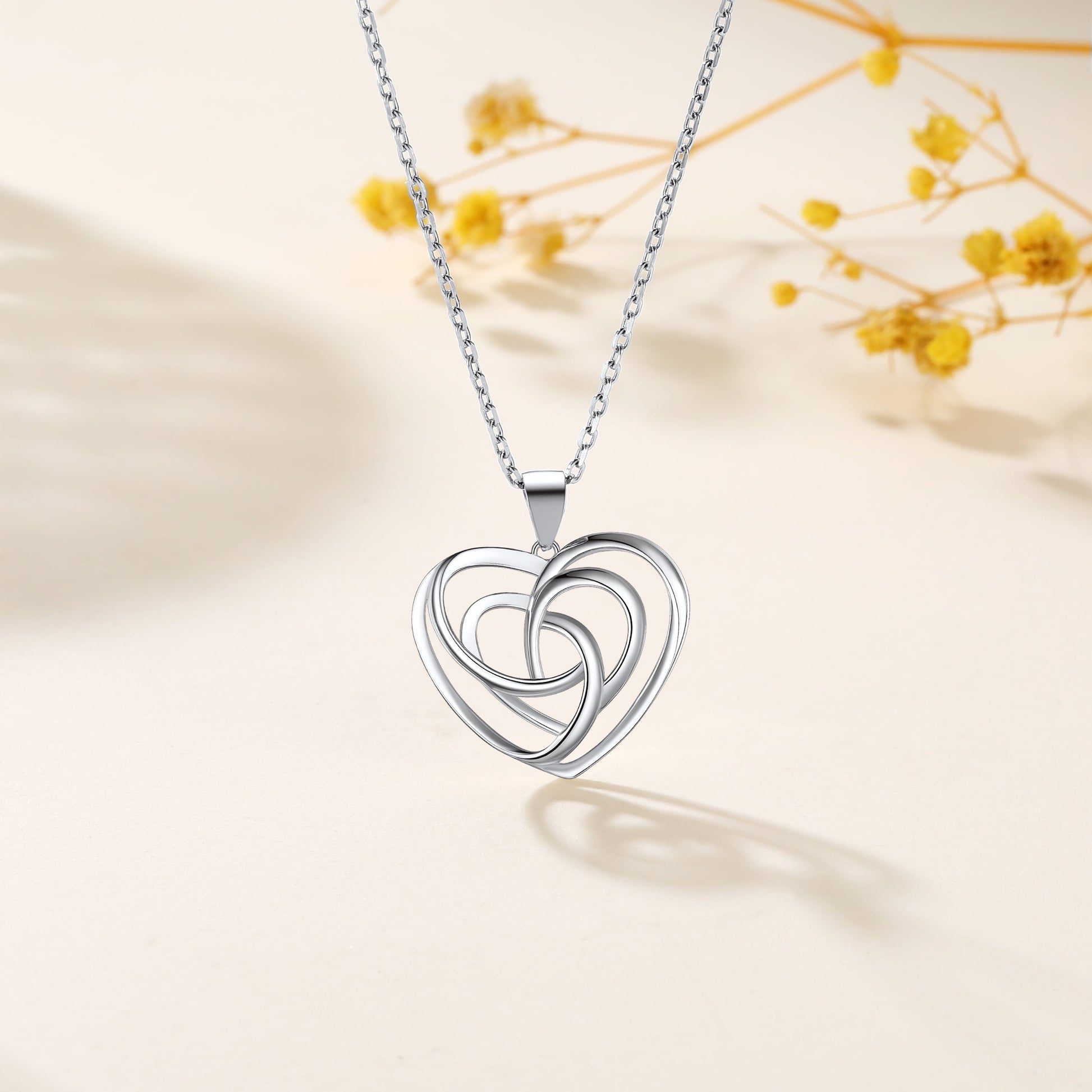 925 Stelring Silver Celtic Knot Necklace, Triquetra Heart Necklace Irish Jewelry for Women