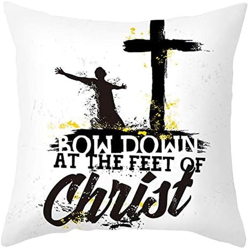 4 Pieces Christian Pillow Cover Bible Quote Jesus Throw Pillow Case Sofa Bed Couch Throw Cushion Cover Decoration (18" X 18")