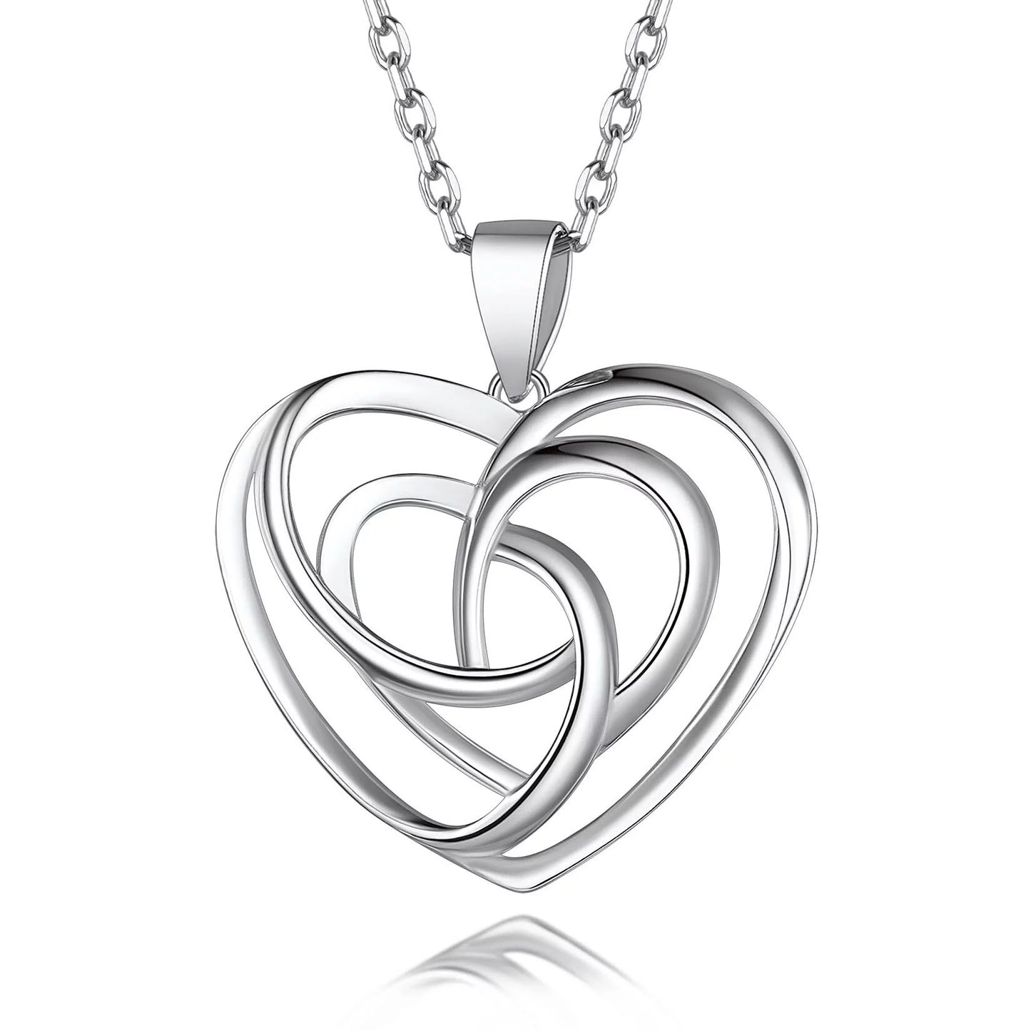 925 Stelring Silver Celtic Knot Necklace, Triquetra Heart Necklace Irish Jewelry for Women