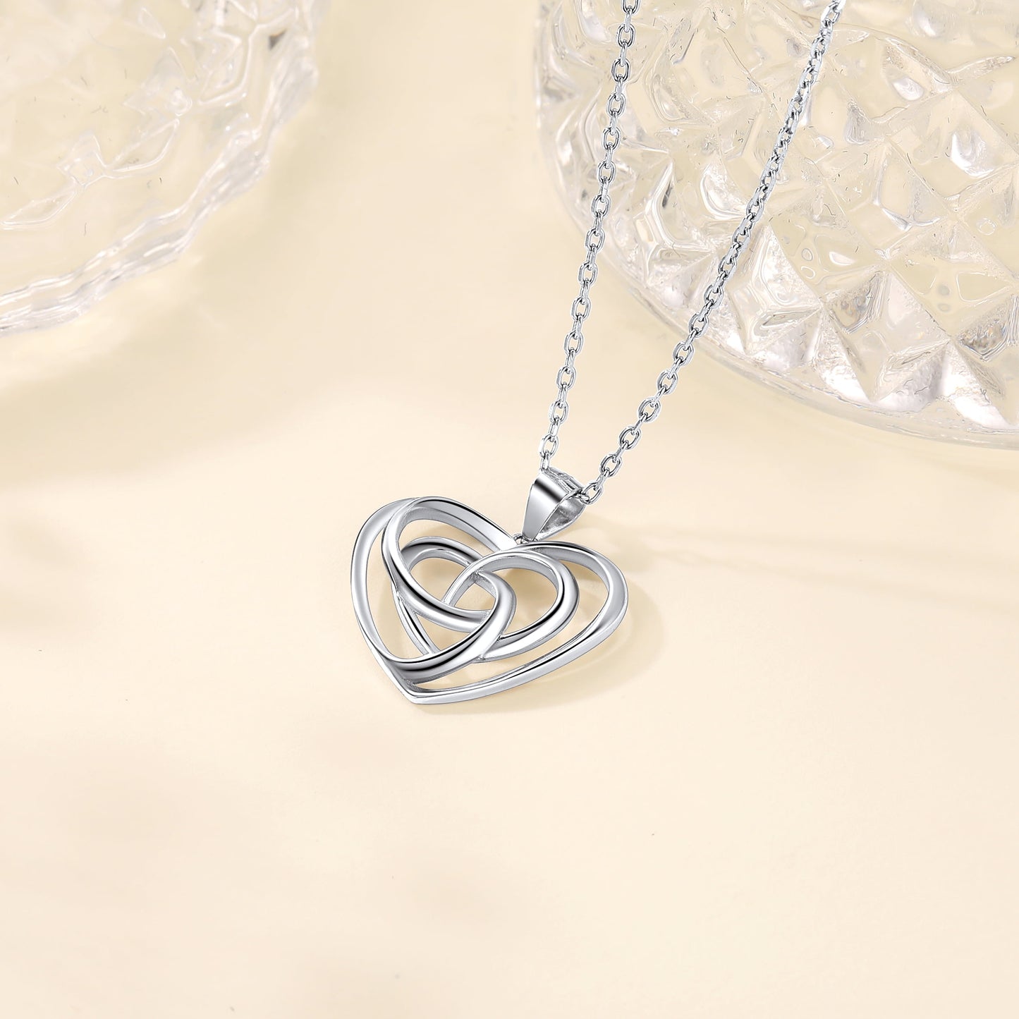 925 Stelring Silver Celtic Knot Necklace, Triquetra Heart Necklace Irish Jewelry for Women