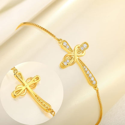 Cross Bracelet 925 Sterling Silver Infinity Sideways Link Bracelet Birthstone Jewelry for Women