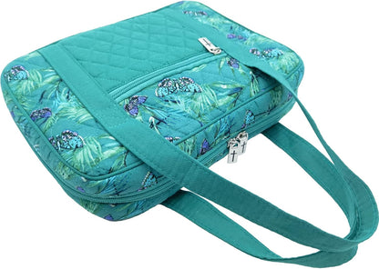 Quilted Bible Cover Extra Large Sizes 11.25 X 8.25 X 2.75 Inches Bible Tote Good Book Case Teal Color (XL,  Butterfly Green)